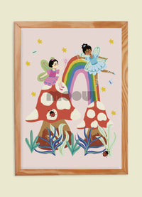 Pôster Infantil - Cogumelos e Fadas