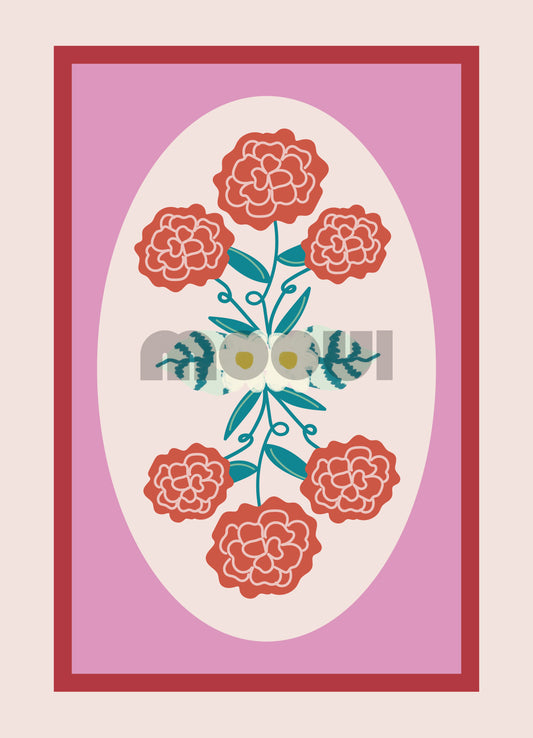 Pôster Infantil - Moldura de Camélias