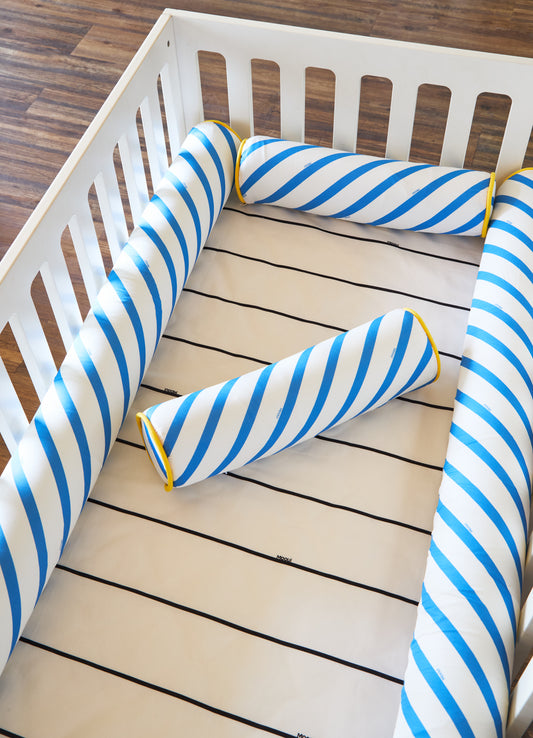 Kit Berço Rolinho - Listrado Anil