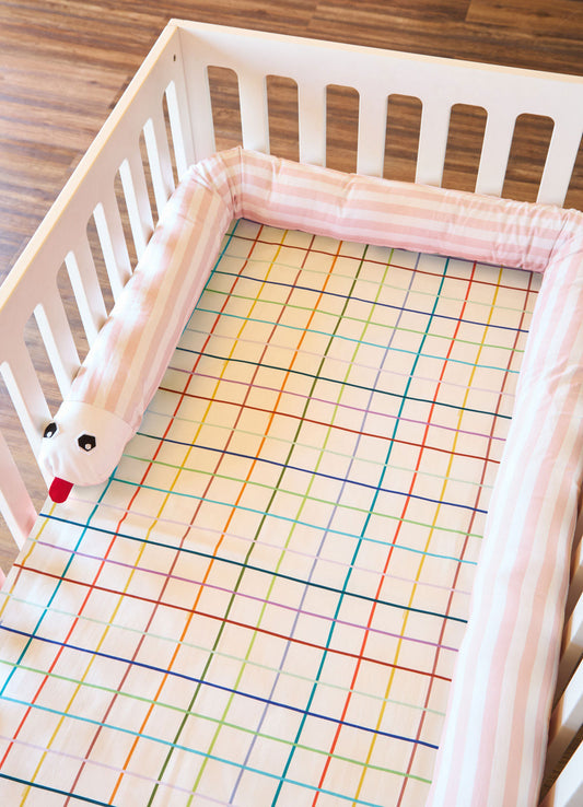 Protetor de Berço Minhocão - Listrado Pétalas