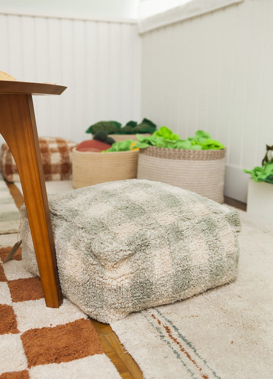 Pufe Lorena Canals - Vichy Azul Sálvia 40 x 40 x 20 cm