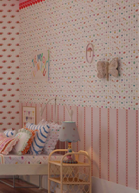 Papel de Parede Infantil - Listradinho Vermelho Ornamento