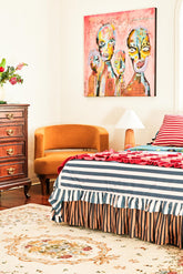Saia de Cama Adulto com Babado - Listrado Castanheira