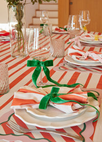 Toalha de Mesa Babado - Listrado Romã