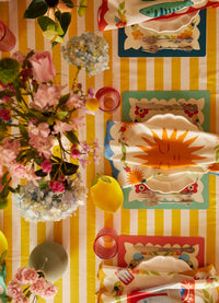 Toalha de Mesa com Babado - Listrado Limone