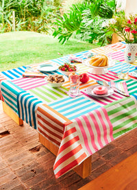 Toalha de Mesa Impermeável - Listras Tramadas