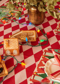 Toalha de Mesa Impermeável - Renas e Guirlandas