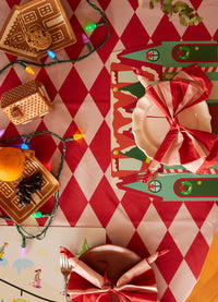 Toalha de Mesa Impermeável - Renas e Guirlandas