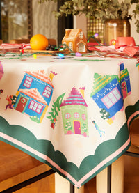 Toalha de Mesa Impermeável - Vilarejo Encantado